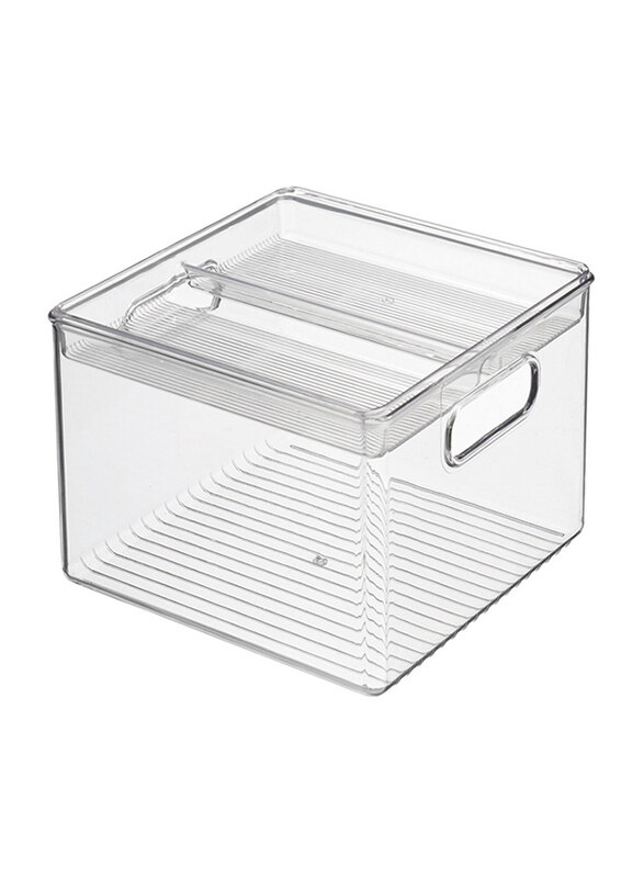 

IDesign Kitchen Bin With Removable Divided Tray For Food Storage, 2 Pieces, Clear