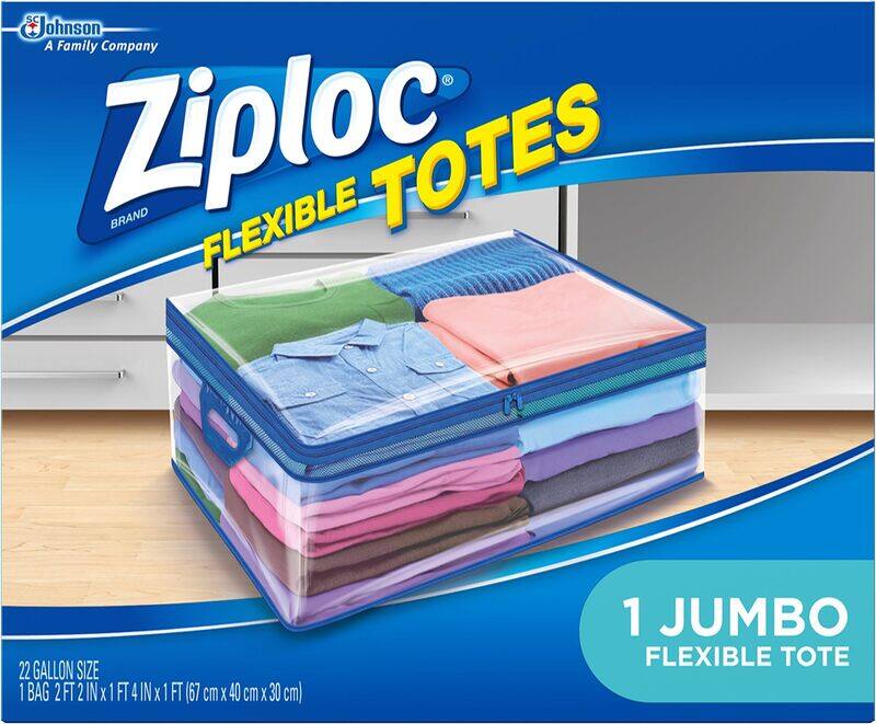 

Ziploc Flexible Totes Clothes and Blanket Storage Bags, Jumbo, Blue