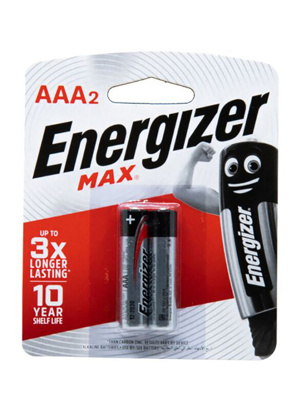 

Energizer Max Alkaline Power Seal Technology AAA Batteries, 2 Pieces, Black/Silver