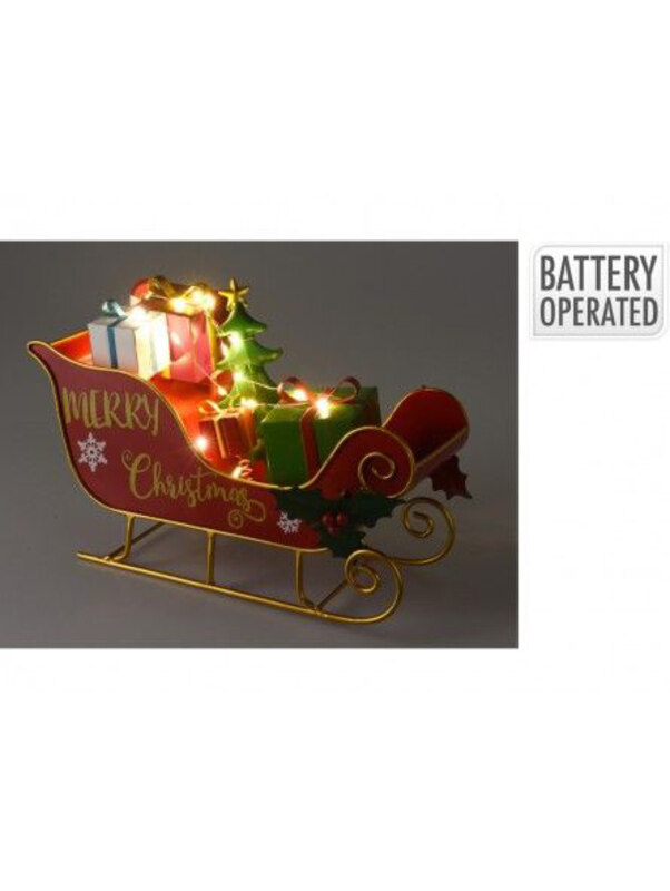 

Homesmiths Sleigh with Presents & Led, Red