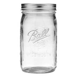 Mason Jar with Lids Wide Mouth Glass Jar, Great to preserve fresh Recipes, Set of 12, 32 Oz, Reusable Jars is BPA Free and Freezer safe.