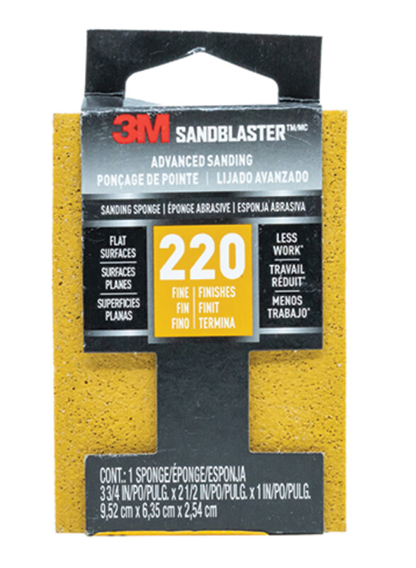 

3M 22 Grit Sanding Sponge, 3.75 x 2.5 x 1 inch, Gold