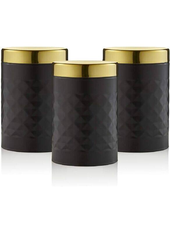 

Swan SWKA17523BLKN Gatsby Set of 3 Kitchen Canisters, Tea Coffee Sugar, Black, One Size