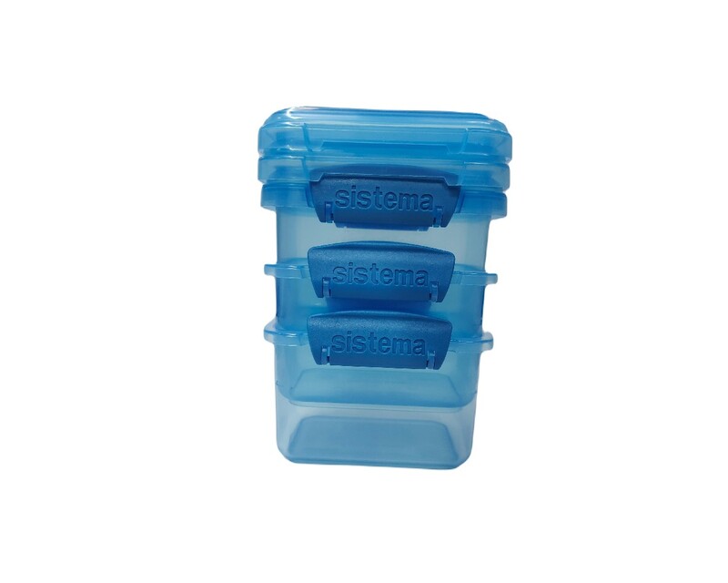 Sistema 400ml Rectangular Lunch Box Pack (3-Pack)  Blue, Lunch on-the-Go ,BPA-Free.