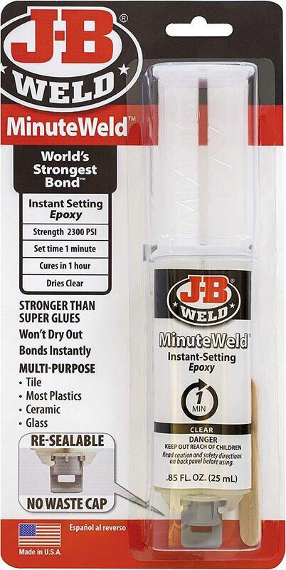 

J-B Weld 25ml Instant Setting Epoxy Syringe Dries, 50101, Clear