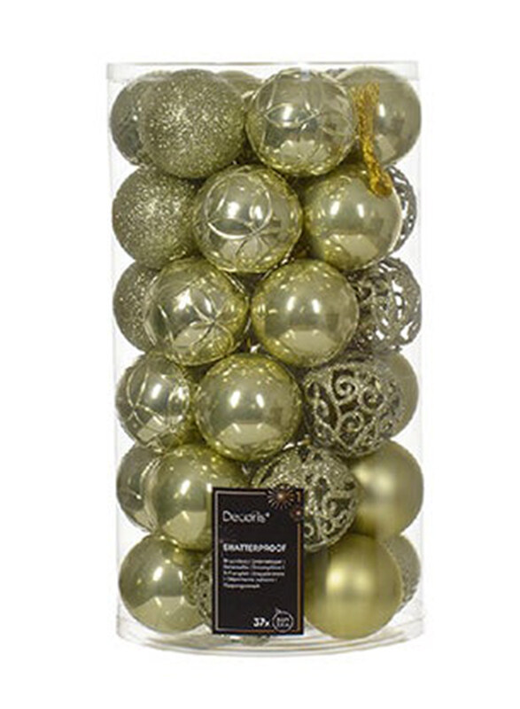 

Kaemingk Matt & Glitter Mix Decoris Bauble Shatterproof Shiny Set, Pistachio