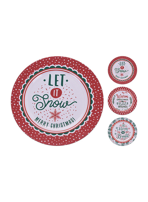 

Homesmiths 33cm Christmas Plate with Beautiful Wording Assorted Design, Multicolour