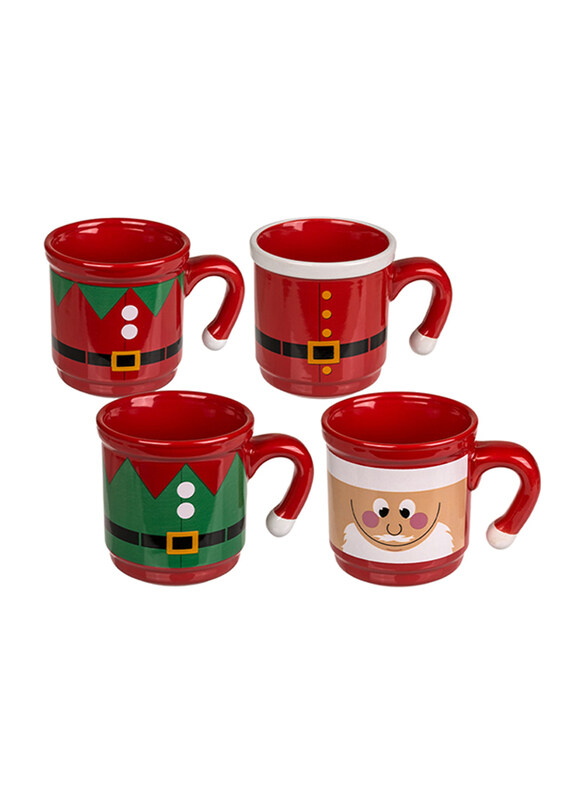 

Out of the Blue 4-Piece Christmas Mug with Christmas Design, Assorted Color