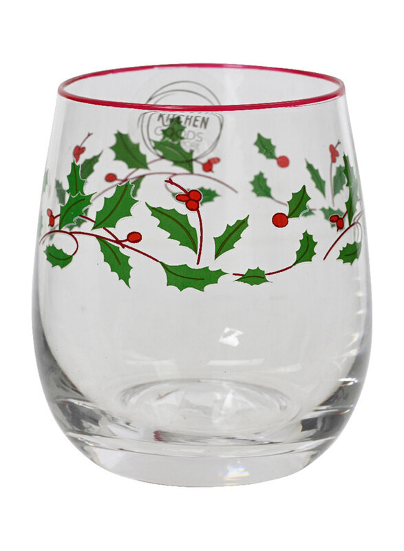 

Kaemingk Holly Leave Decal Drink Glass, 9.5cm, White