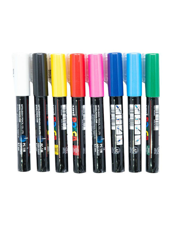 

Posca 8-Piece Water Based Bullet Shaped Tip Paint Marker Set, 0.7mm, PC-1M, Multicolor