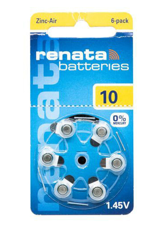 

Renata R ZA 10 Batteries, 1.45V, 6 Pieces, Silver