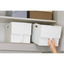 Inomata Plastic Wide Storage Box, White