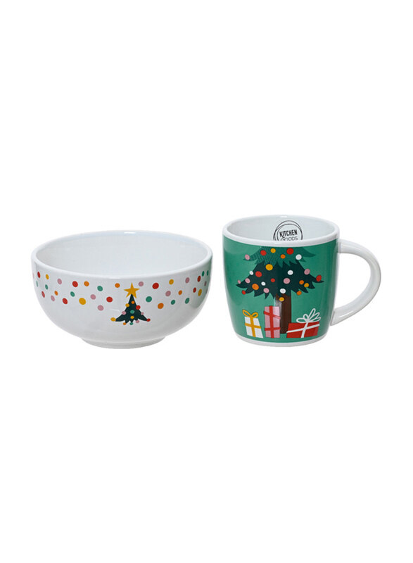 

Kaemingk Breakfast Set, Stoneware Decal Tree Pattern, Bowl And Mug Set, 2 Pieces, Multicolour