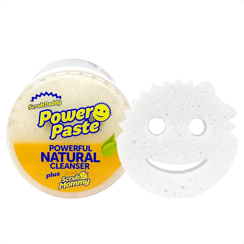 Scrub Daddy Power Paste Powerful Natural Cleanser with Scrub Mommy Sponge, SDPWR, 2 Pieces, White