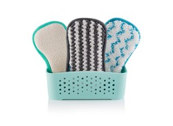 Minky M Cloth Storage Basket Set with 3 Pads Green (Anti-Bacterial Cleaning, Anti Bacterial Kitchen Pad & Anti-Bacterial Bathroom Pad)