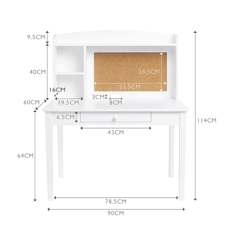 Homesmiths Elegant White Desk Table And Chair For Kids - Modern, Minimalist And Rustic