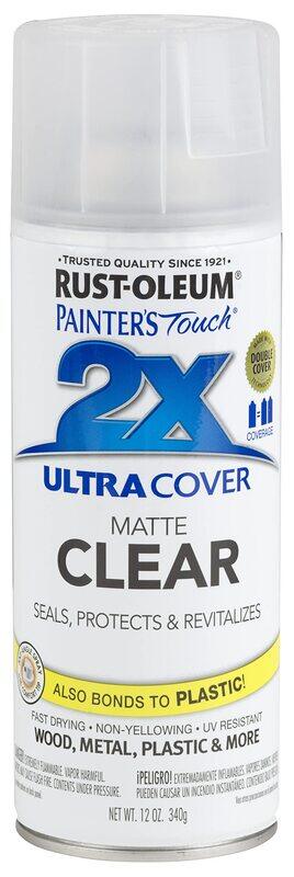 

Rust-Oleum Painter's Touch 2x Ultra Cover Clear Spray, 12oz, Matte Clear