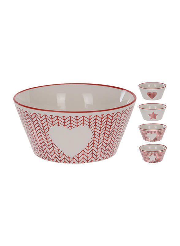 

Homesmiths 450ml Christmas Porcelain Bowl Assorted Design, Red