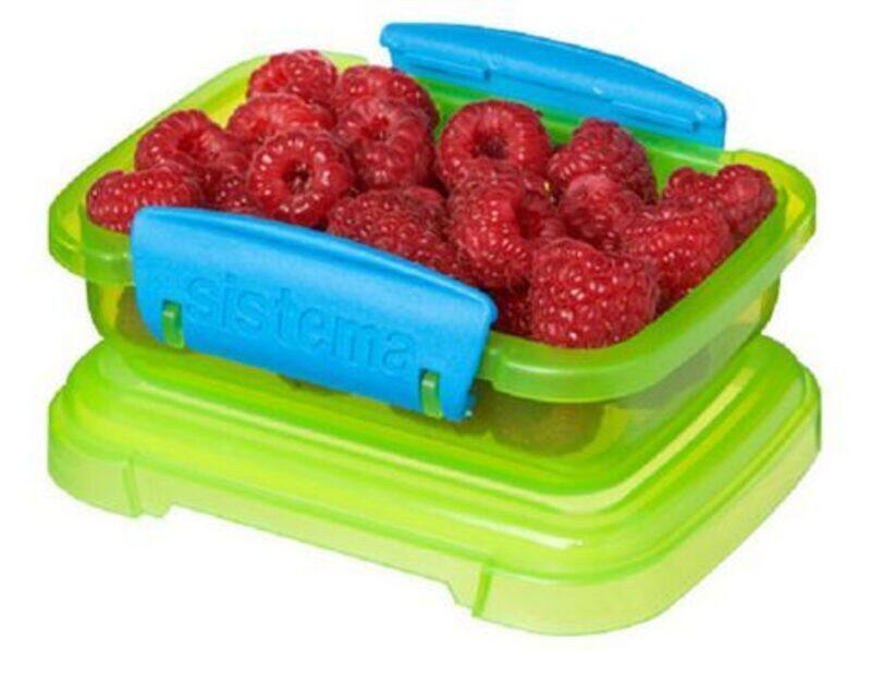 

Sistema Lunch Food Storage Containers with Contrasting Clips, 3 x 200ml, Blue/Green/Pink