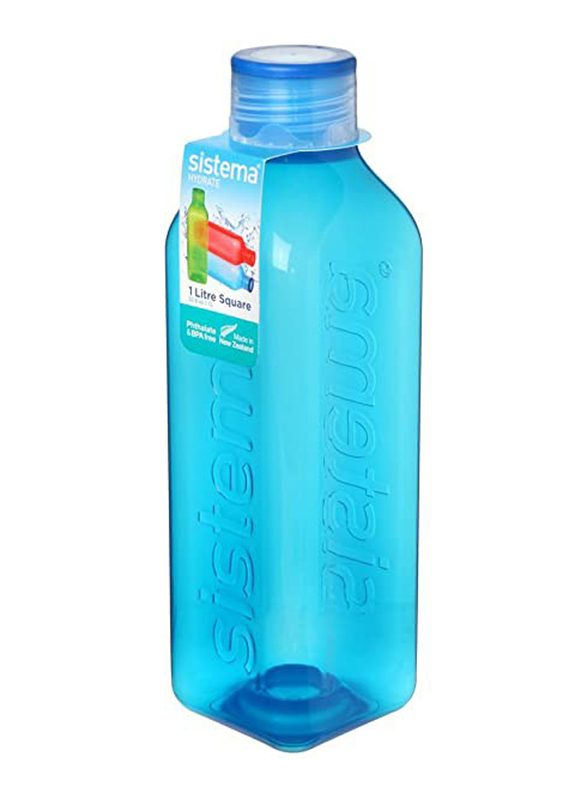 Sistema 1 Ltr Plastic Square Bottle, Blue