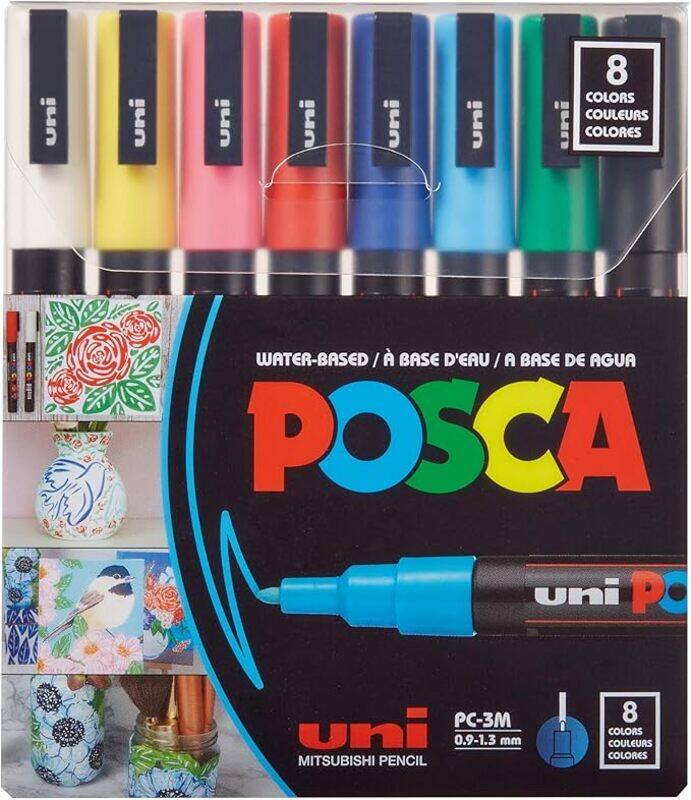 Uni Posca Water-Based Paint Bullet Markers - Multi-Surface, Non-Toxic, Ideal for Art and Craft Projects