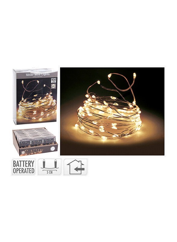 

Homesmiths Christmas Silver Wire 100 Led Lights, AX9719660, Warm White