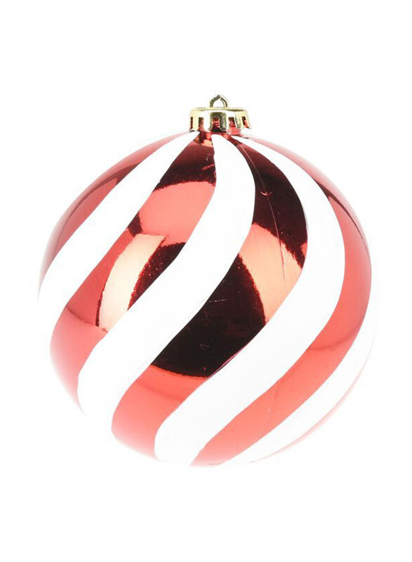 

Homesmiths Stripe Xmas Ball, 14cm, Red