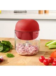 Nutricook Choppi Cordless Rechargeable Chopper, Pulse & Steady Modes, 500ml BPA Free Tritan Cup, 4000 mAh Battery, SS 304 Quad Blade, CH600, Red, Designed in California.