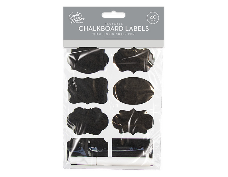 Chalkboard Labels 40 Pack: Customizable, Durable, Non-Toxic Chalk, Strong Adhesive, Easy to Clean, Space-Saving, Clear Text, Modern Design, Kitchen Essential, Pantry Organization