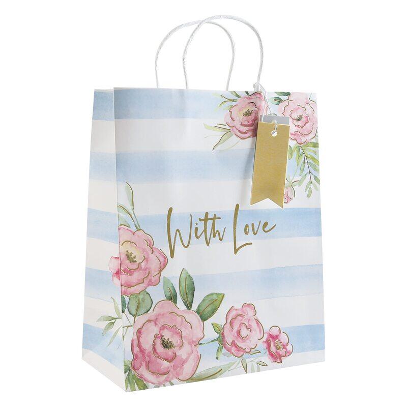 

Eurowrap With Love Gift Paper Bag, Large, White/Blue