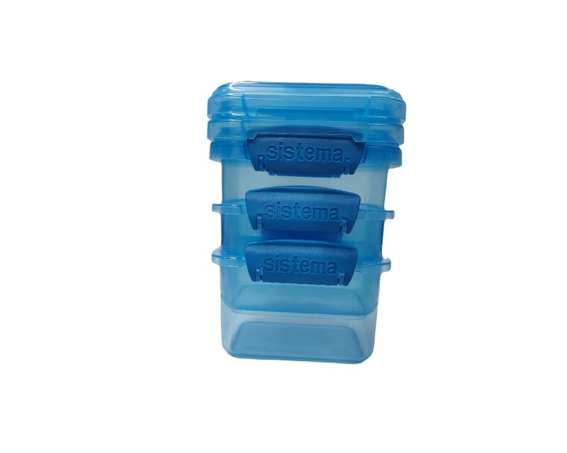 Sistema 400ml Rectangular Lunch Box Pack (3-Pack)  Blue, Lunch on-the-Go ,BPA-Free.