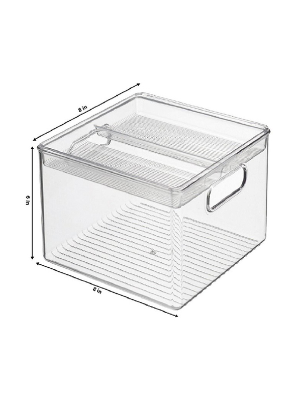 IDesign Kitchen Bin With Removable Divided Tray For Food Storage, 2 Pieces, Clear