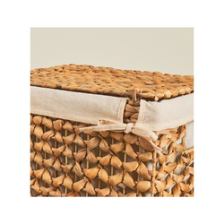 Homesmiths Small Water Hyacinth Laundry Hamper with Liner, Natural