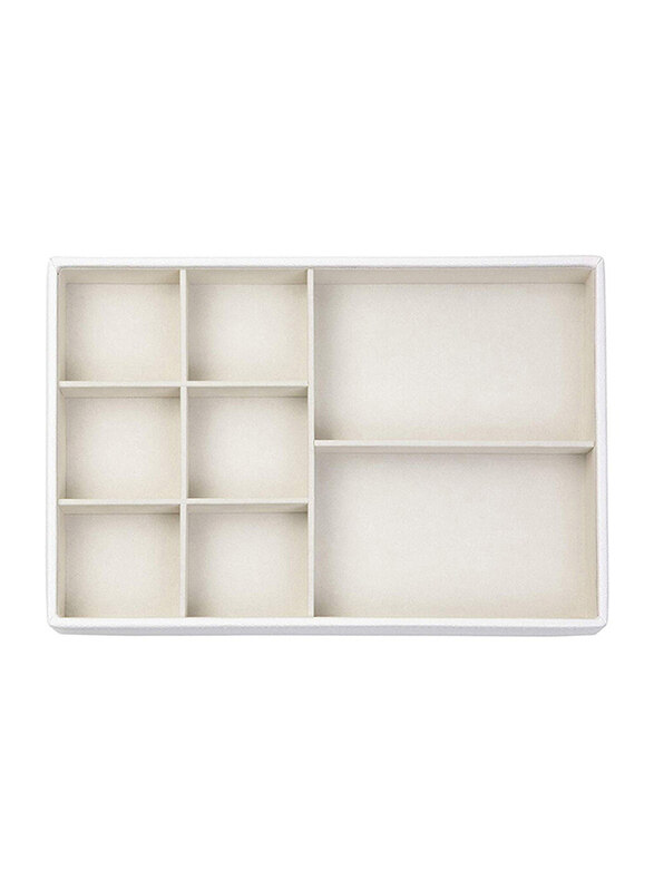 

Richards jewelry Pebbled White 8 Compartment Tray, White