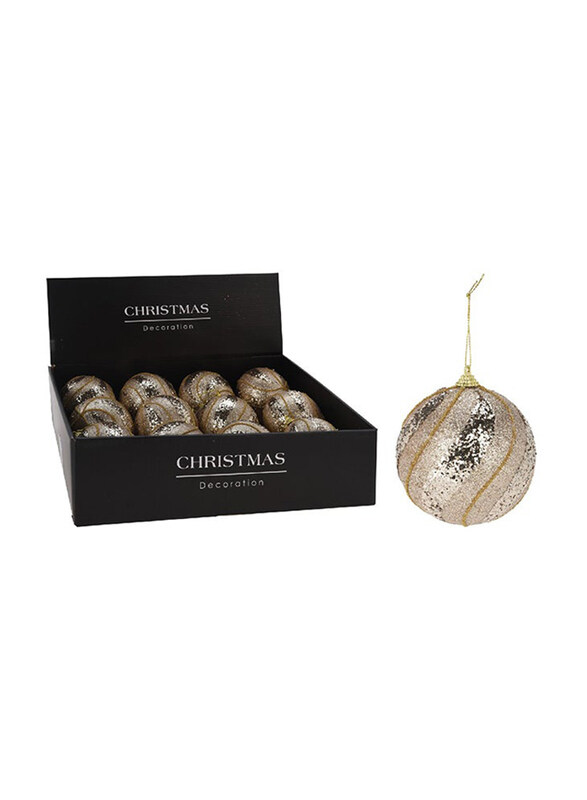 

Koopman 10cm Swirl Deco Xmas Ball, Champagne