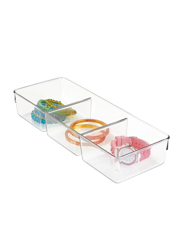 Inter Design Linus Dresser with 3 Divider, Polyethylene, 12cm, Clear