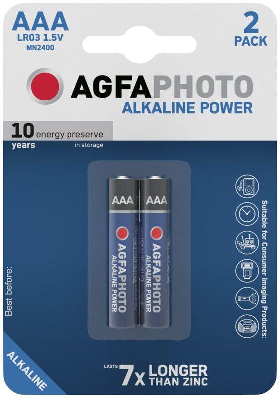 

Agfaphoto Alkaline Long Lasting Power LR03 AAA Battery, 2 Piece, Blue