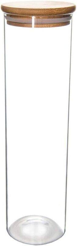 

Generic Tall Bamboo And Glass Storage Jar 1.25Litre, Clear