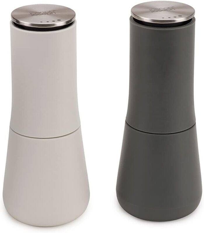 

Joseph Joseph - 95036 Joseph Joseph Milltop Salt and Pepper Grinder Set with Adjustable Grind Size Coarseness, Dark Gray/White,