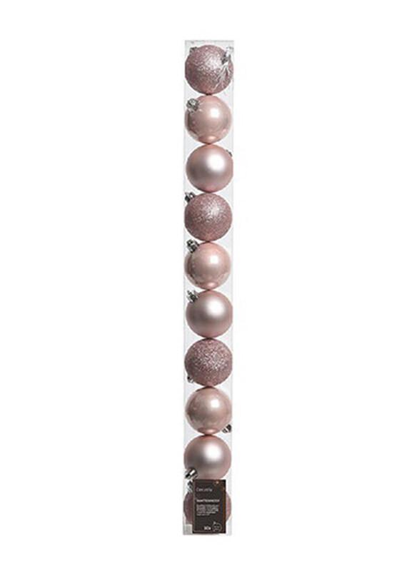 

Kaemingk Matt & Shiny Decoris Baubles Shatterproof Glitter Set, Blush Pink