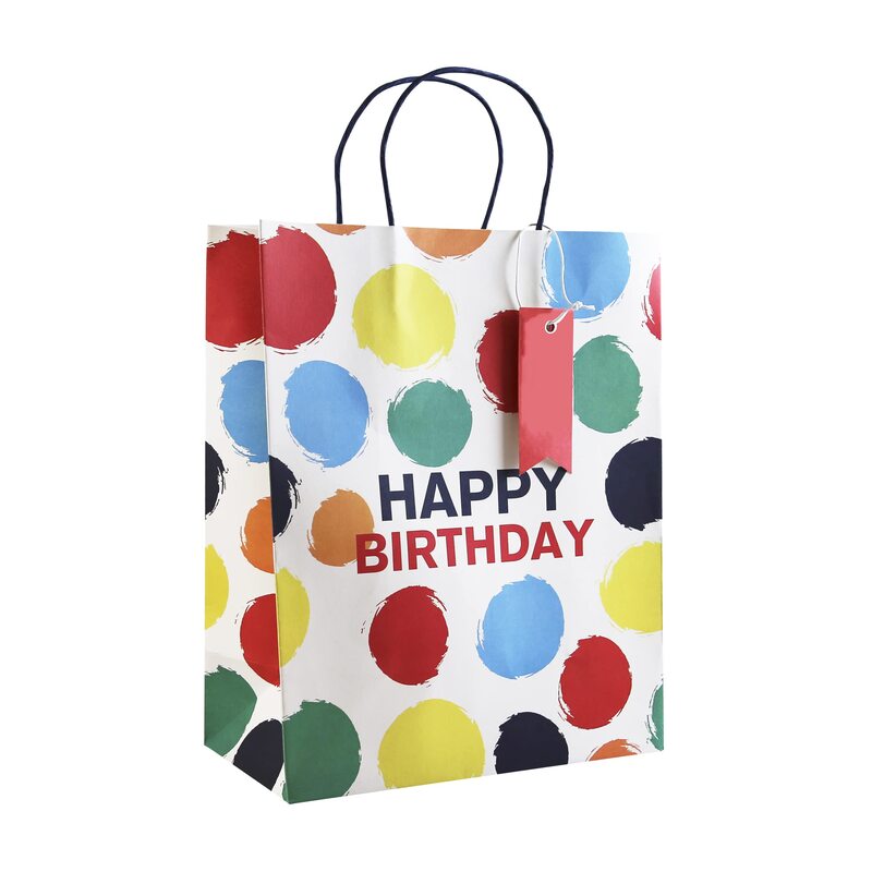 

Eurowrap Birthday Spots FSC Gift Bag, Medium, Multicolour