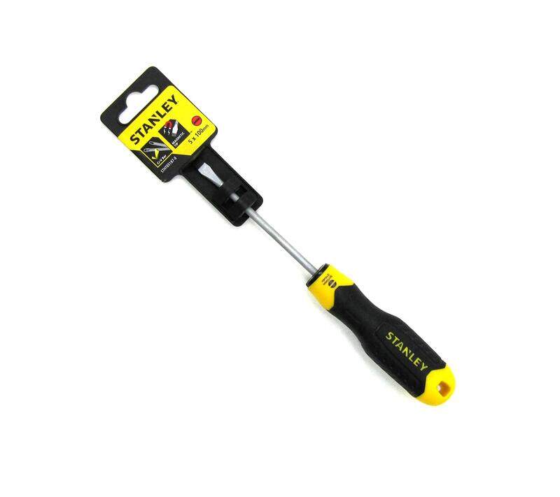 

Stanley 100mm Cushion Grip Screwdriver Flat, STHT65187-8, Black/Yellow/Silver
