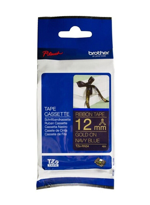 

Brother TZE-RN34 Gold on Navy Blue Satin Ribbon, 12mm, Multicolour