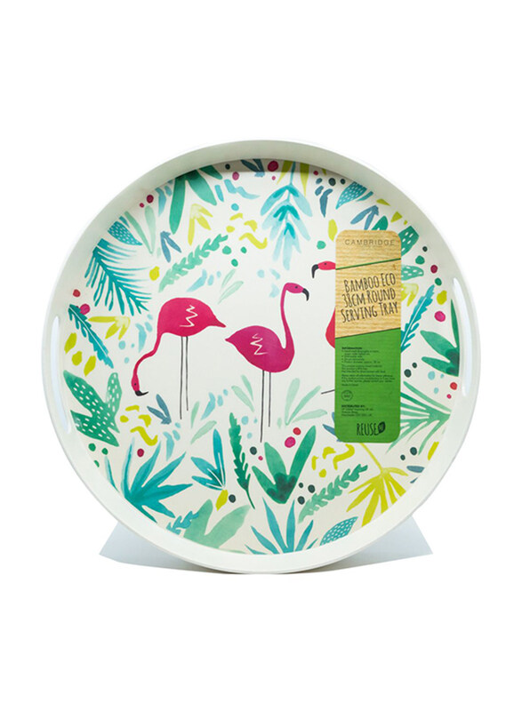 

Cambridge 38cm Flamingo Round Tray, White/Green