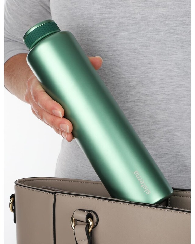 Sistema 600ML Chic Stainless-Steel Bottle, designed with double walled insulation and 100% Leak Proof to keep drinks Hot & Cool, BPA Free. Green.