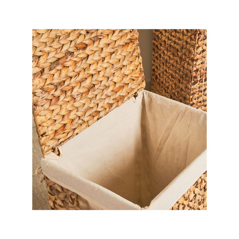 Homesmiths Small Water Hyacinth Laundry Hamper with Liner, Natural