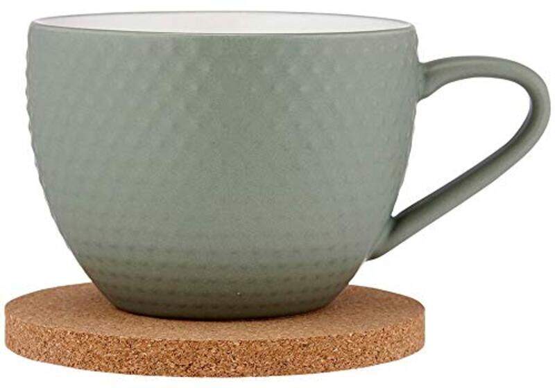 

Ladelle 350ml Abode Textured Mug And Coaster Set, Sage