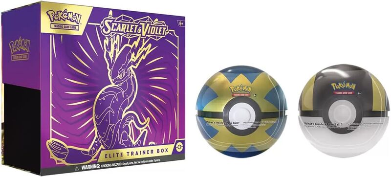 Pokemon Scarlet And Violet Elite Trainer Box With Poke Ball & Luxury Ball - Pack Of 3 English 6+ Years Miraidon Purple