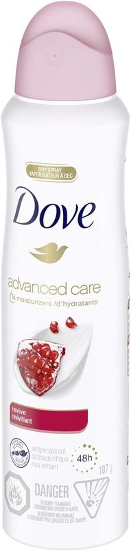 Dove Advanced Care Dry Spray Antiperspirant Deodorant for Women Revive for 48 Hour Protection And Soft And Comfortable Underarms 107g