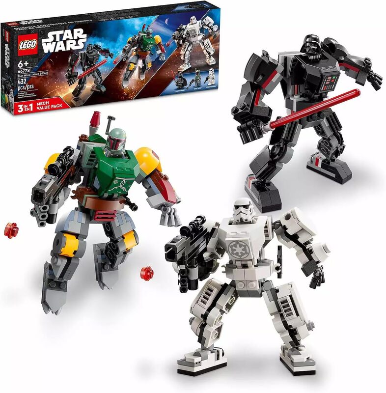LEGO Star Wars - Star Wars Mech 3-Pack Set 66778 , Buildable Darth Vader, Boba Fett, Stormtrooper Mech Toys - 432 Pieces